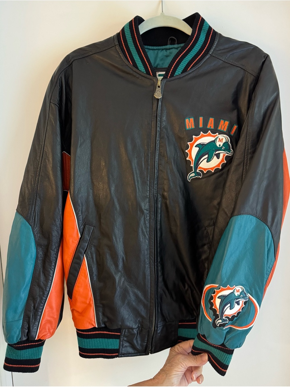 Leather Miami Dolphins Jacket very nice